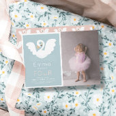 スワンプリンセスモダンブルーガール誕生日写真 招待状