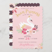 スワンプリンセス花模様&グリーナリーガールベビーシャワー 招待状 (正面/裏面)