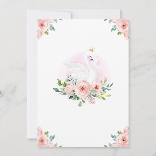 スワンプリンセス誕生日パーティーへの招待 招待状 (裏面)