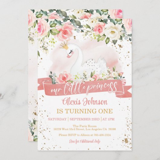 スワンプリンセス誕生日招待状 招待状 (正面/裏面)