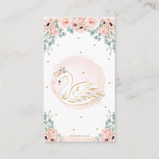 スワンプリンセス赤面ピンクフローラブックスベビー エンクロージャーカード (裏面)