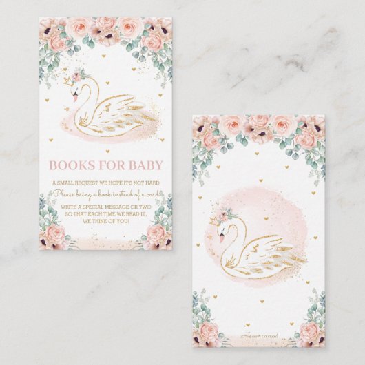 スワンプリンセス赤面ピンクフローラブックスベビー エンクロージャーカード (正面/裏面)