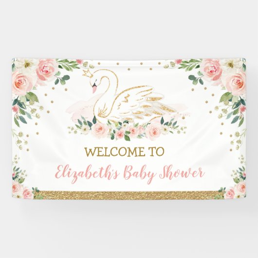 スワンプリンセス赤面ピンクフローラベイビーガールバックドロップ 横断幕 (横)