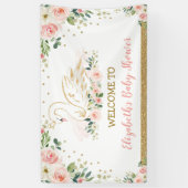 スワンプリンセス赤面ピンクフローラベイビーガールバックドロップ 横断幕 (縦)