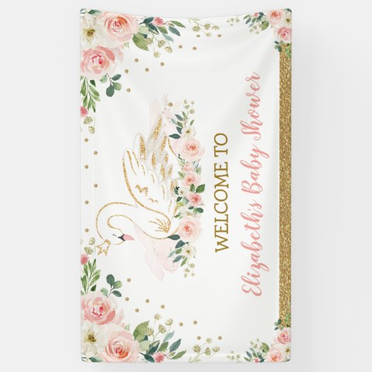 スワンプリンセス赤面ピンクフローラベイビーガールバックドロップ 横断幕 (縦)