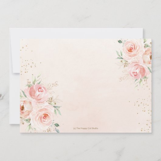 スワンプリンセス赤面ピンクフローラ1stバースデーフォト 招待状 (裏面)