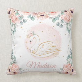 スワンプリンセス赤面ピンクポピーフローラグリーンリー クッション