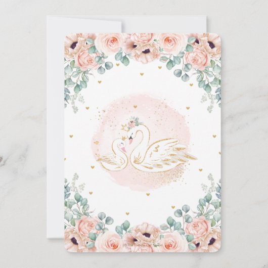 スワンプリンセス赤面ピンクポピーフローラベビーシャワー 招待状 (裏面)