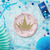 スワンプリンセス金ゴールドグリッタークラウングラム ペーパープレート (パーティー)