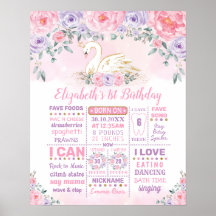 スワンプリンセス ピンク パープル 1歳誕生日マイルストーン