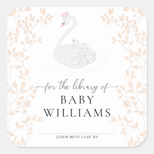 スワンプリンセス 図書館 ブックプレート ステッカー (正面)