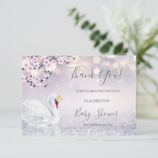 スワンプリンセス |女の子の赤ちゃんシャワー サンキューカード (スタンド正面)
