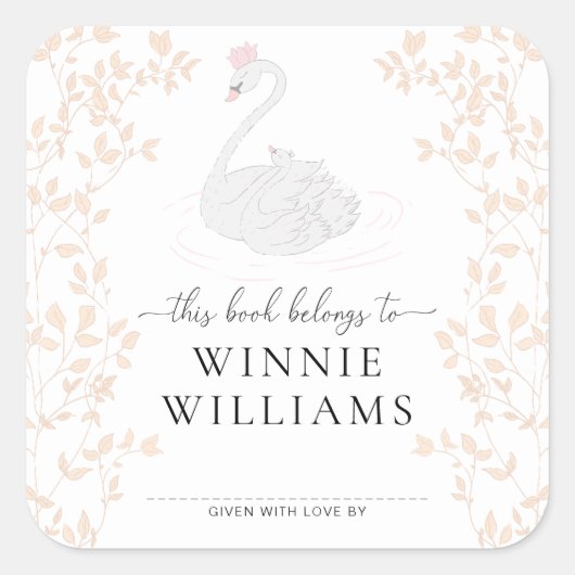 スワンプリンセス 本のしおりシール スクエアシール (正面)