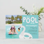 スワンプールフロート |フォト子供の誕生日パーティー 招待状 (スタンド正面)