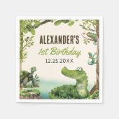 スワンプ爬虫類第1誕生日パーティー スタンダードカクテルナプキン (正面)