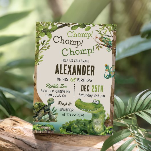 スワンプ爬虫類第1誕生日パーティー 招待状
