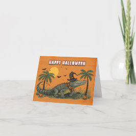 スワンプ・スペルズ - ハロウィンのワニとカボチャのカード サンキューカード