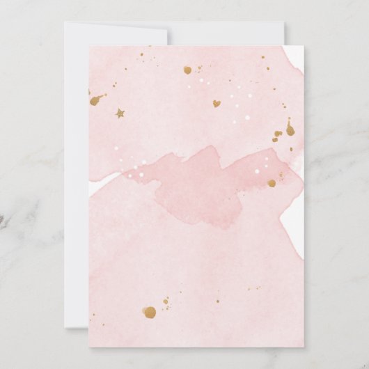 スワンベイビーシャワー招待状ガールプリンセスピンク金ゴールド 招待状 (裏面)