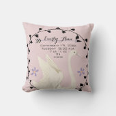 スワンベビーガール子供部屋ベビー統計または誕生記録 クッション (正面)