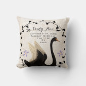 スワンベビーガール子供部屋ベビー統計または誕生記録 クッション (正面)