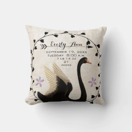 スワンベビーガール子供部屋ベビー統計または誕生記録 クッション