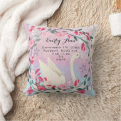 スワンベビーガール子供部屋ベビー統計または誕生記録 クッション (ブランケット)