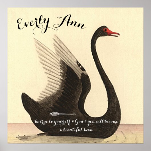 スワンベビーガール子供部屋自分の引用文を追加 ポスター (正面)