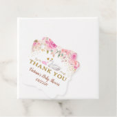 スワンベビーシャワーありがとうメッセージカードピンク金ゴールド フェイバータグ (インサイチュ)