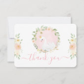 スワンベビーシャワーガールフラットサンキューカード サンキューカード (正面)