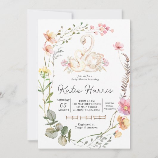 スワンベビーシャワー招待状スワンズ招待状 招待状 (正面)