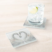 スワンモノグラム ガラスコースター (アングル)