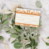 スワンラブバードサンゴ&アイボリーダマスウェディング招待状 招待状