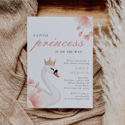 スワンリトルプリンセスベイビーシャワー 招待状