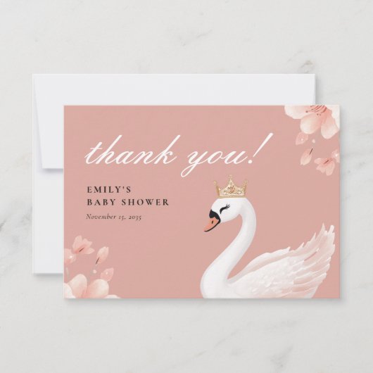 スワンリトルプリンセスベビーシャワー サンキューカード (正面)