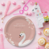 スワンリトルプリンセスベビーシャワー ペーパープレート (パーティー)