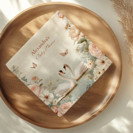 スワンレイクエレガントフローラベビーシャワー スタンダードカクテルナプキン