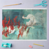 スワンレイクターコイズ&コーラルレッドツリーデクページ 薄葉紙 (クラフト)