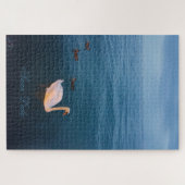 スワンレイクビュー写真カスタム文字難 ジグソーパズル (横)