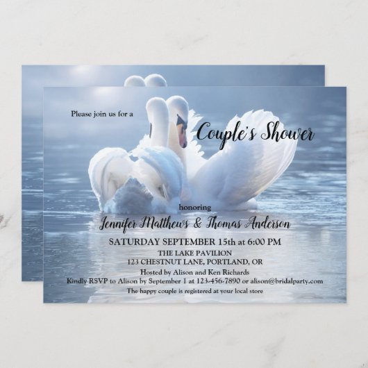 スワンレイクブライダルカップルシャワー招待状 招待状 (正面/裏面)