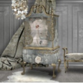 スワンレイクブルーフローラブライダルポートレートアート 薄葉紙