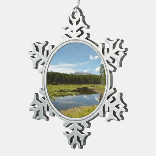 スワンレイクIアットグランドテトン国立公園 スノーフレークピューターオーナメント (右)