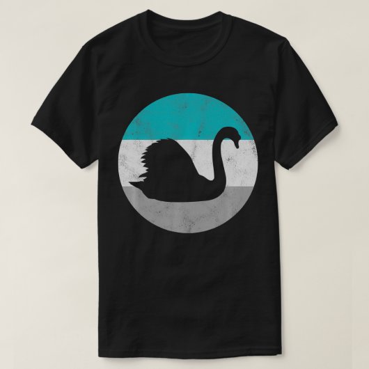 スワンレトロ鳥の男性へ贈り物または男の子 Tシャツ (デザイン正面)
