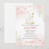 スワン姫のゴールドピンクベビーシャワー招待状 招待状 (正面/裏面)