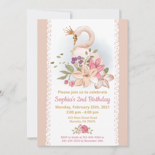 スワン姫の誕生日パーティー 招待状 (正面)