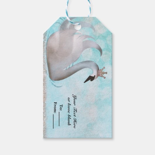 スワン姫フェイクゴールドグリッターシックフェアリーテイル ギフトタグ (正面)