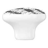 スワン柄グレー陶器ノブ セラミックノブ (側面)
