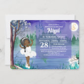 スワン湖バレエの春　かわいいバレリーナの誕生日 招待状 (正面)