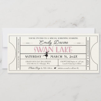 スワン湖誕生日パーティー招待チケット 招待状