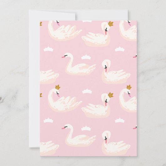 スワン王室のプリンセスピンクガールバースデーパーティーの招待 招待状 (裏面)