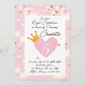 スワン王室のプリンセスピンクガールバースデーパーティーの招待 招待状 (正面/裏面)